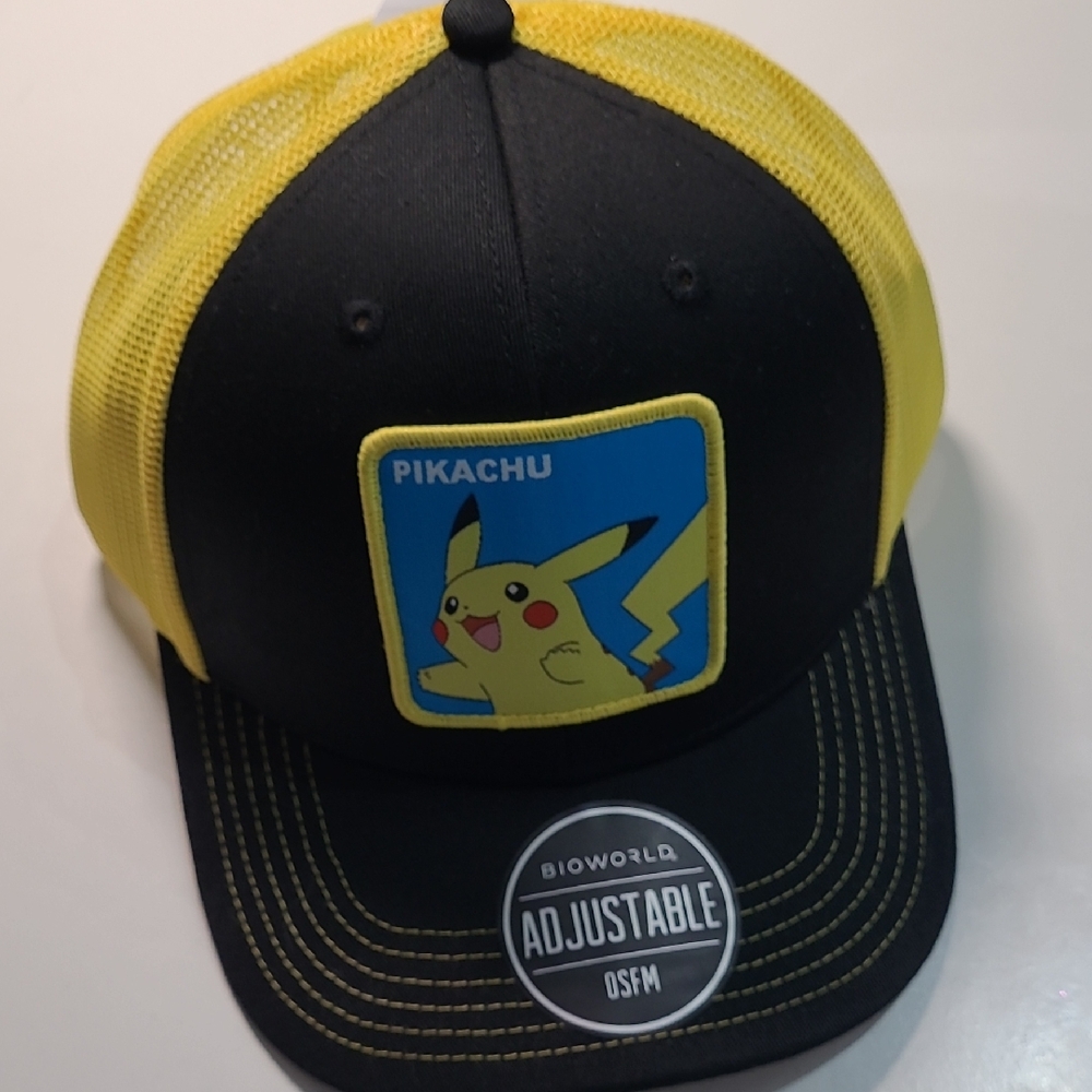 POKEMAN MEN'S PIKACHU ADJUSTABLE SNAPBACK TRUCKER HAT ONE SIZE FITS MOST MESH BA